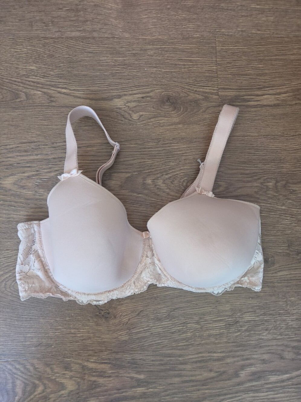 Women's Light Pink Lace-Trim T-Shirt Bra Change Lingerie